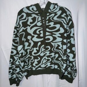 Savage X Fenty Green and Blue Patterned Cowl Neck Sweater